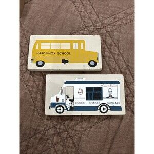 LOT 2 Cat's Meow Village Accessories School Bus Mister Softee Ice Cream Truck VG